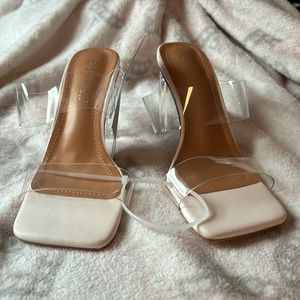 Square toe clear heels